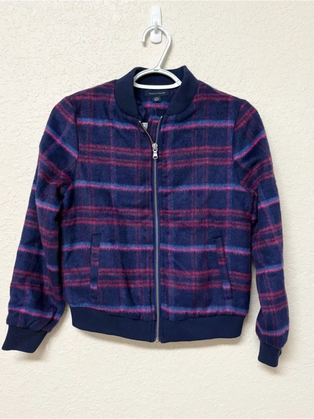 NWT Tommy Hilfiger Youth Kids Varsity Jacket Wool Purple Blue Size L